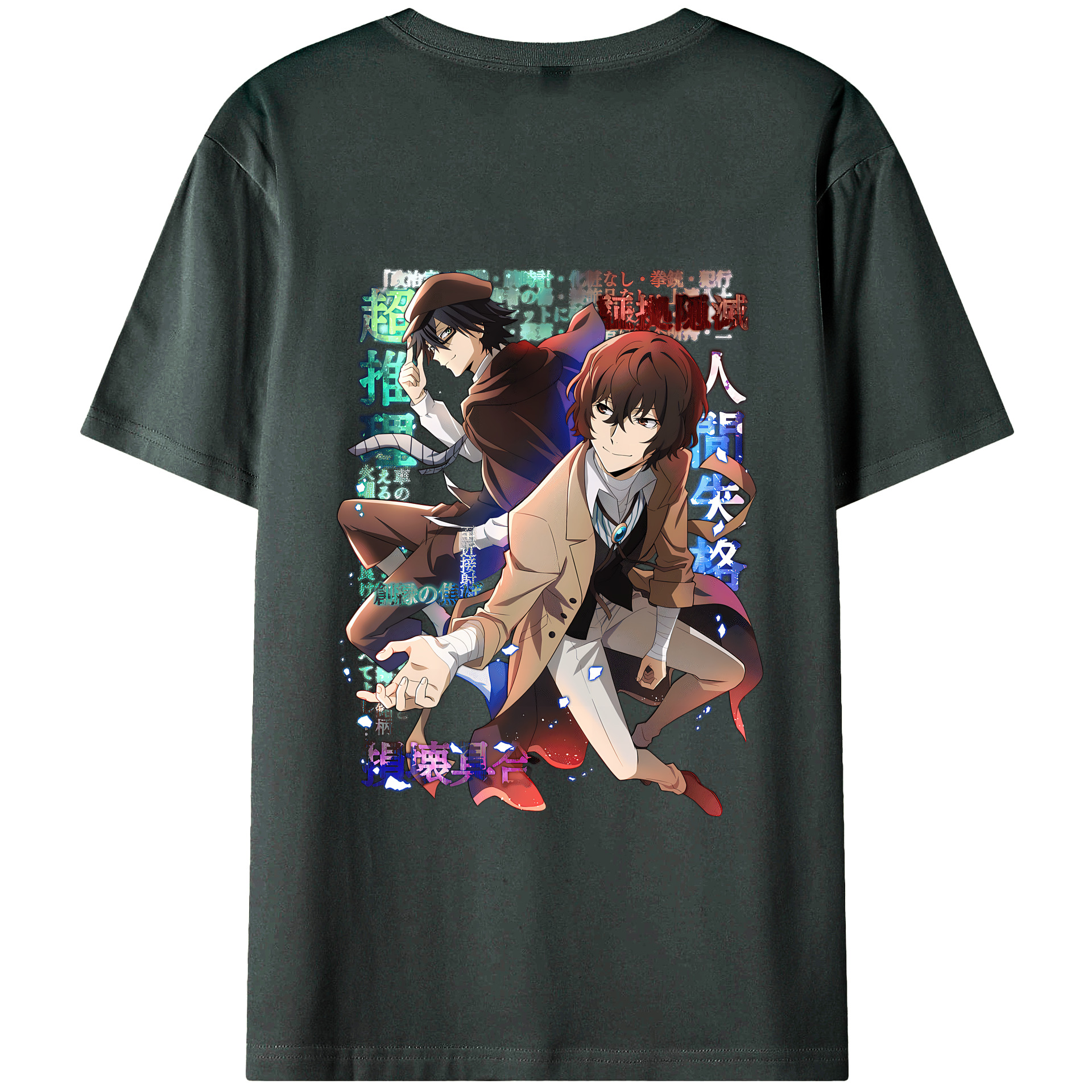 （画像用） 文豪ストレイドッグス Bungo Stray Dogs 綿100％ メンズ半袖Tシャツ（バックプリント） 通気性